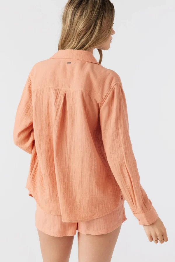 O’Neill Cover-Ups | Tops^LENI CRINKLE DOUBLE GAUZE BUTTON DOWN SHIRT CANYON SUNSET