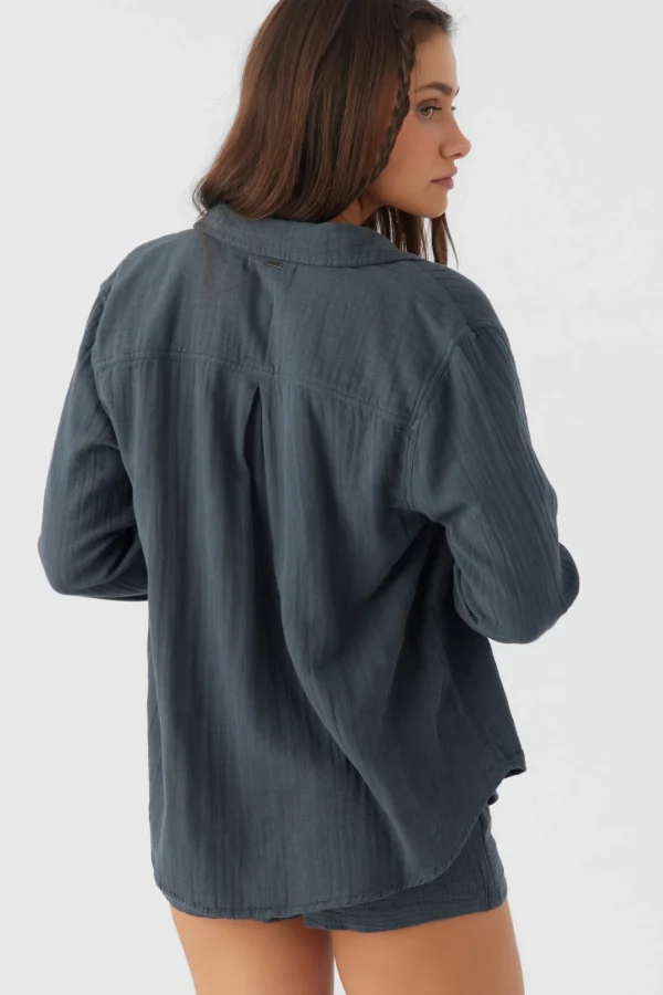 O’Neill Tops^LENI CRINKLE DOUBLE GAUZE BUTTON DOWN SHIRT SLATE