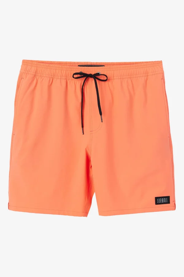 O’Neill Side Pockets | Swim Trunks^LENNOX HERMOSA SOLID ELASTIC WAIST 17" SWIM TRUNKS CORAL