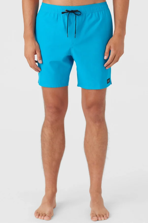 O’Neill Side Pockets^LENNOX HERMOSA SOLID ELASTIC WAIST 17" SWIM TRUNKS ELCTRC BLU