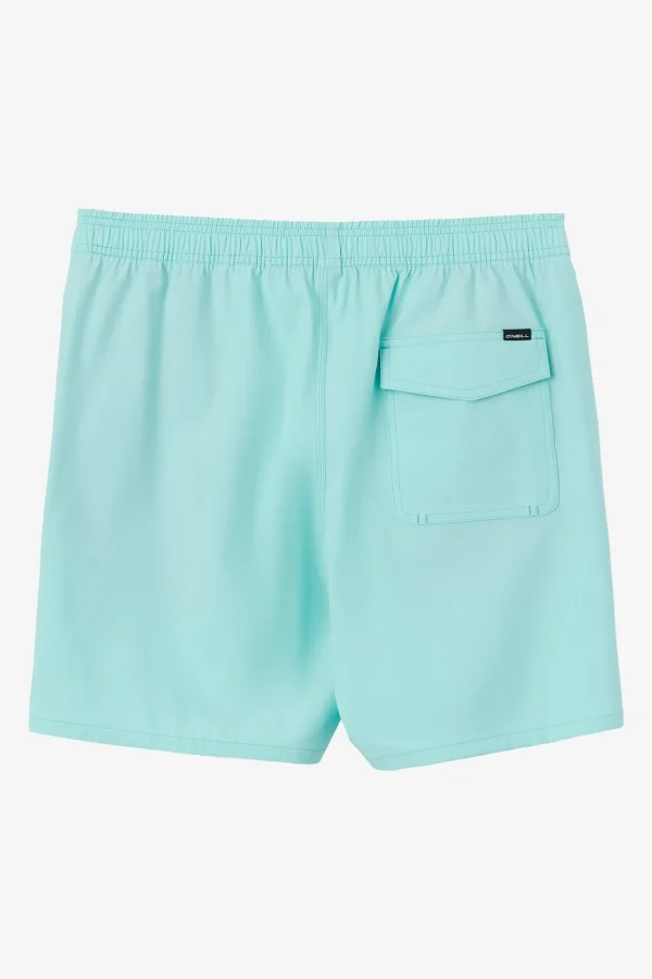 O’Neill Side Pockets^LENNOX HERMOSA SOLID ELASTIC WAIST 17" SWIM TRUNKS TURQUOISE