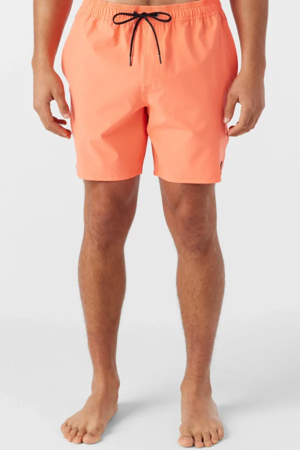 O’Neill Side Pockets | Swim Trunks^LENNOX HERMOSA SOLID ELASTIC WAIST 17" SWIM TRUNKS CORAL