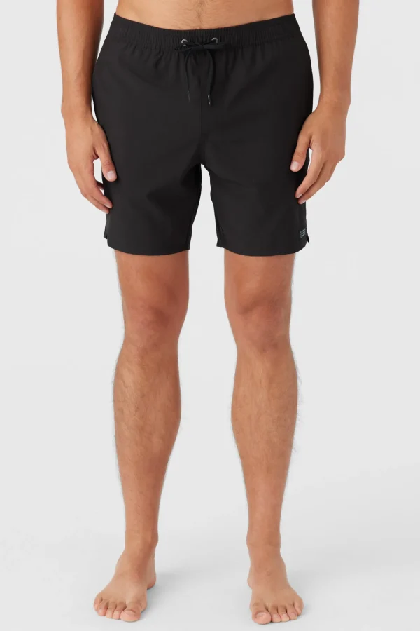 O’Neill Side Pockets | Swim Trunks^LENNOX HERMOSA SOLID ELASTIC WAIST 17" SWIM TRUNKS BLACK