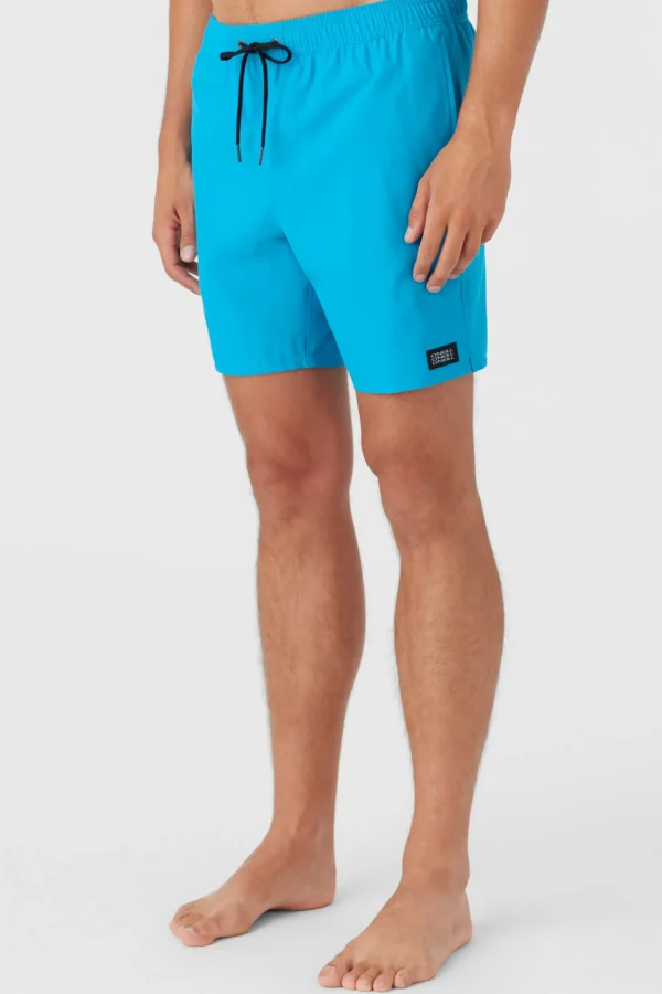 O’Neill Side Pockets^LENNOX HERMOSA SOLID ELASTIC WAIST 17" SWIM TRUNKS ELCTRC BLU