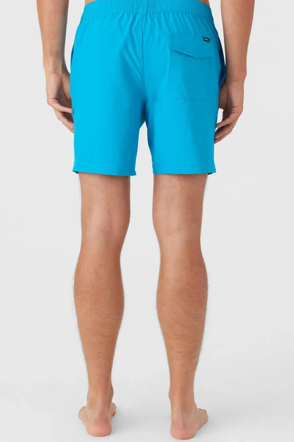 O’Neill Side Pockets^LENNOX HERMOSA SOLID ELASTIC WAIST 17" SWIM TRUNKS ELCTRC BLU