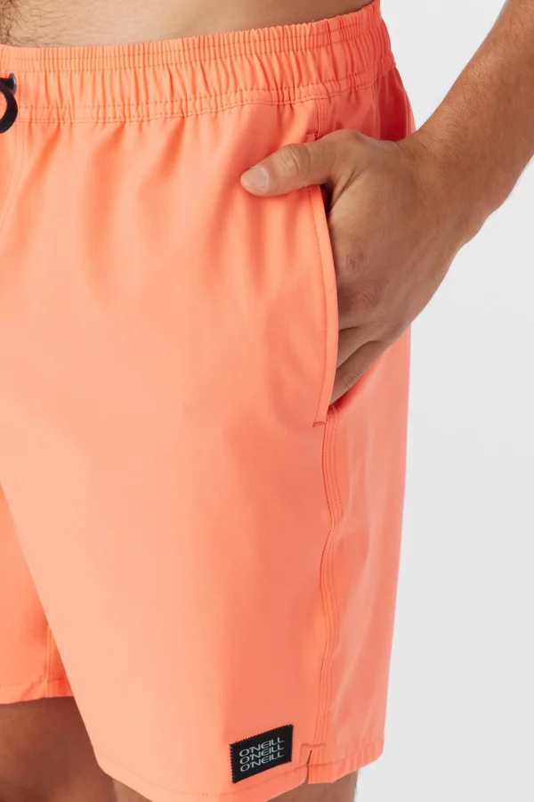 O’Neill Side Pockets | Swim Trunks^LENNOX HERMOSA SOLID ELASTIC WAIST 17" SWIM TRUNKS CORAL