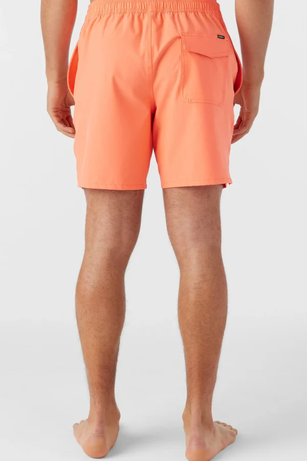 O’Neill Side Pockets | Swim Trunks^LENNOX HERMOSA SOLID ELASTIC WAIST 17" SWIM TRUNKS CORAL