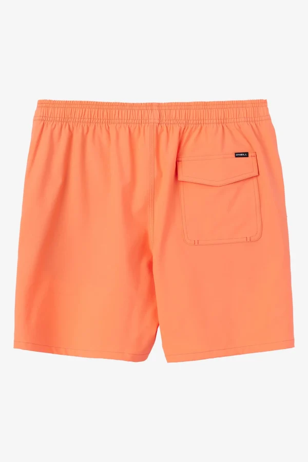 O’Neill Side Pockets | Swim Trunks^LENNOX HERMOSA SOLID ELASTIC WAIST 17" SWIM TRUNKS CORAL