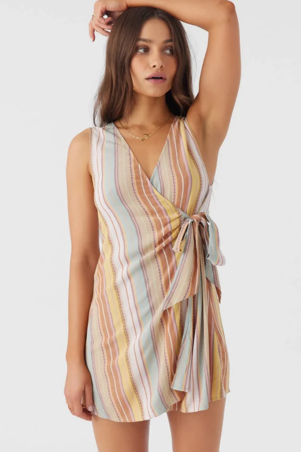 O’Neill Dresses^MAIZIE STRIPE WRAP MINI DRESS MULTI CLR