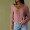 O’Neill Sweaters, Hoodies & Fleece | Tops^MARINA COTTON SLUB V-NECK SWEATER BURLWOOD