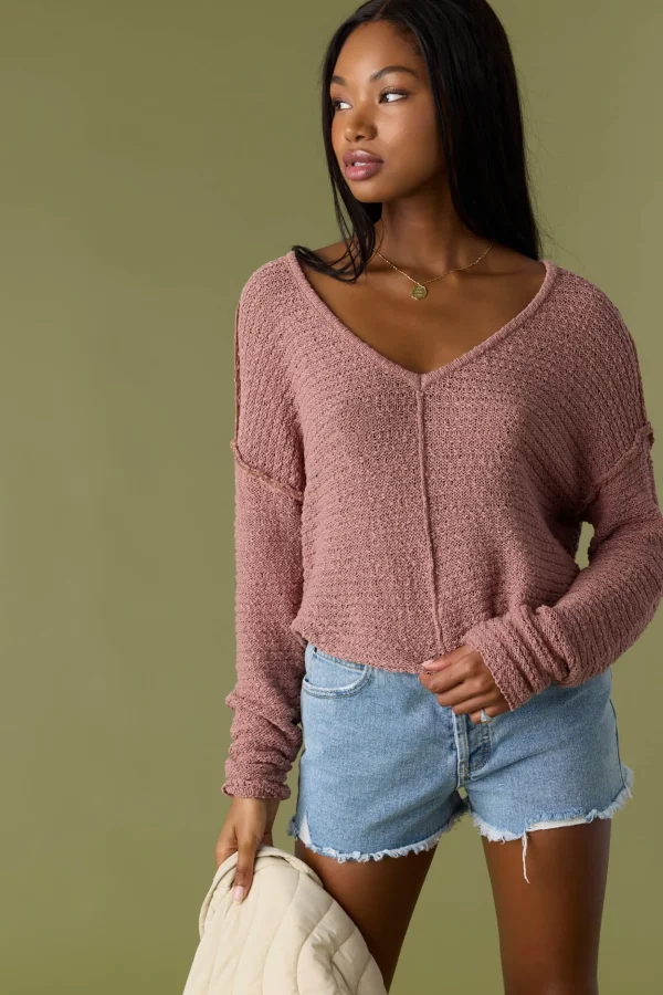 O’Neill Sweaters, Hoodies & Fleece | Tops^MARINA COTTON SLUB V-NECK SWEATER BURLWOOD