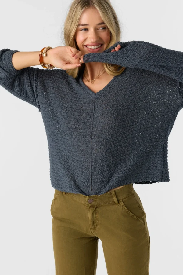 O’Neill Sweaters, Hoodies & Fleece^MARINA COTTON SLUB V-NECK SWEATER SLATE