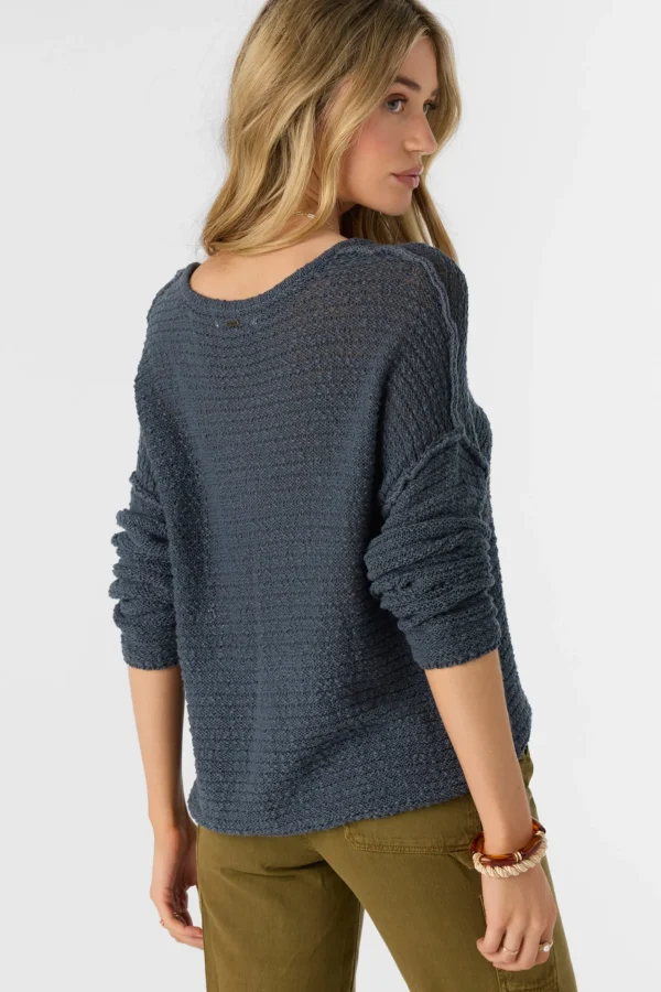 O’Neill Sweaters, Hoodies & Fleece^MARINA COTTON SLUB V-NECK SWEATER SLATE