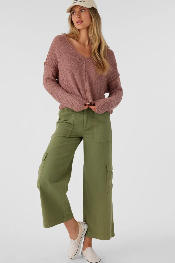 O’Neill Sweaters, Hoodies & Fleece | Tops^MARINA COTTON SLUB V-NECK SWEATER BURLWOOD