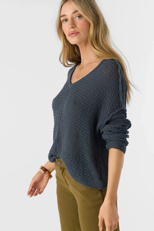 O’Neill Sweaters, Hoodies & Fleece^MARINA COTTON SLUB V-NECK SWEATER SLATE