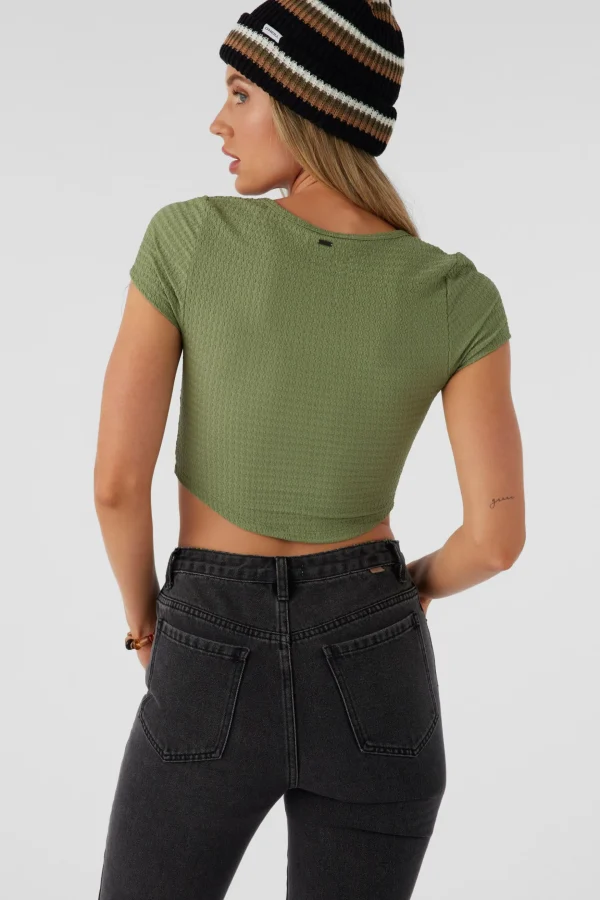 O’Neill Tops^MARLENA TEXTURED KNIT CROP TOP OIL GREEN