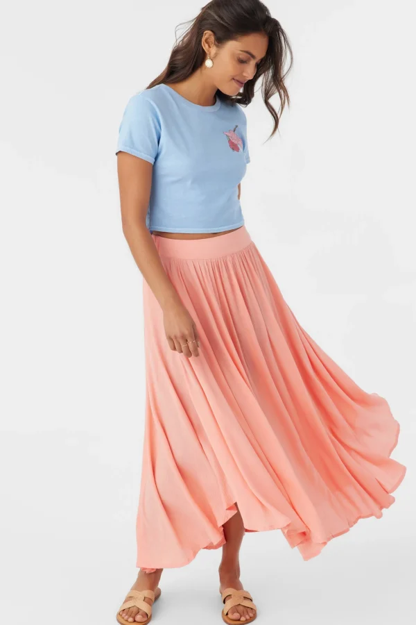 O’Neill Bottoms^MARNIE SOLID MIDI SKIRT BURNT CORAL