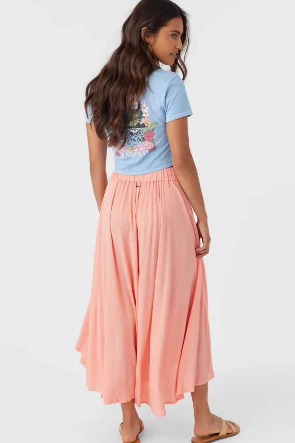 O’Neill Bottoms^MARNIE SOLID MIDI SKIRT BURNT CORAL