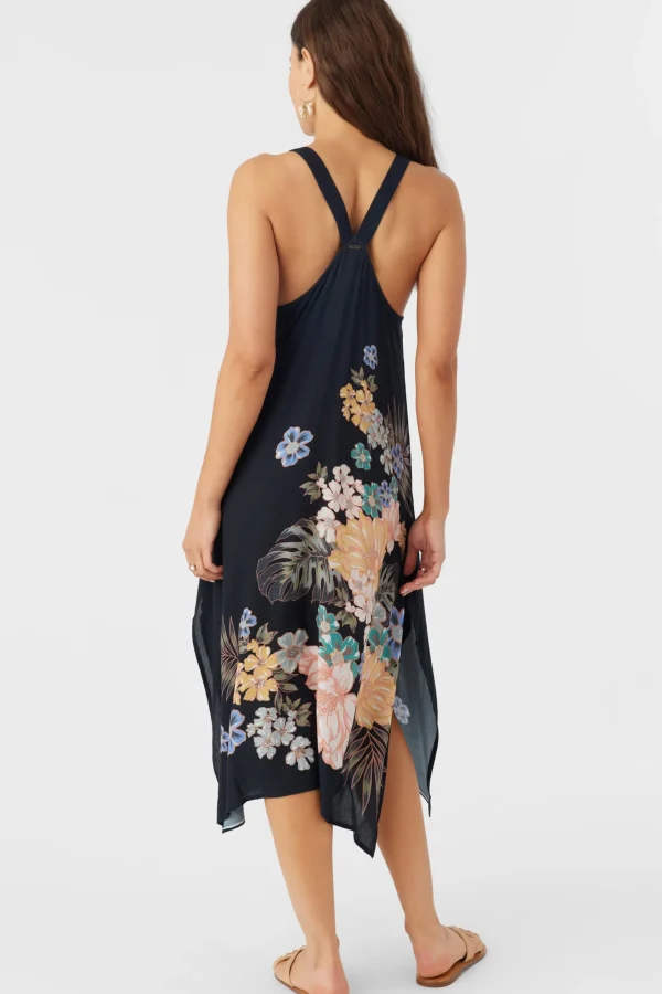 O’Neill Cover-Ups^MIRANDA MACAW TROPICAL MIDI COVER-UP DRESS BLACK