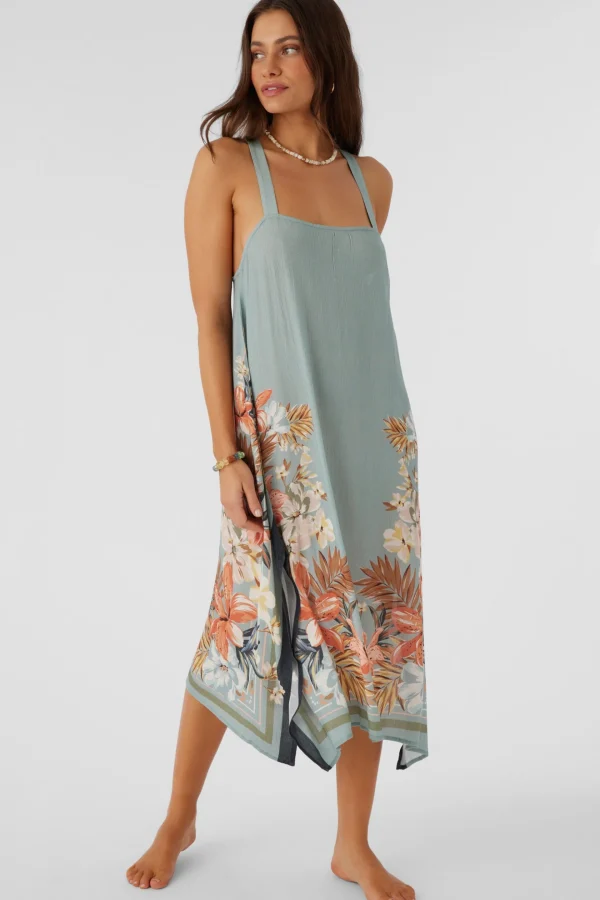 O’Neill Cover-Ups^MIRANDA PUNTA TROPICAL MIDI COVER-UP DRESS SILVER BLUE