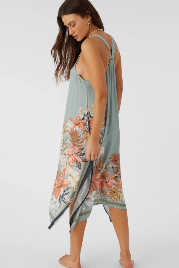 O’Neill Cover-Ups^MIRANDA PUNTA TROPICAL MIDI COVER-UP DRESS SILVER BLUE