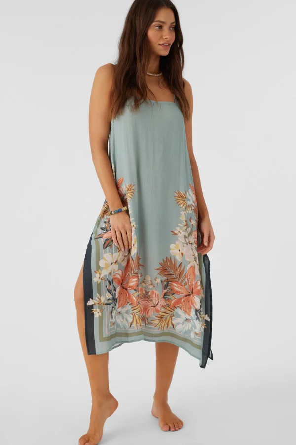 O’Neill Cover-Ups^MIRANDA PUNTA TROPICAL MIDI COVER-UP DRESS SILVER BLUE