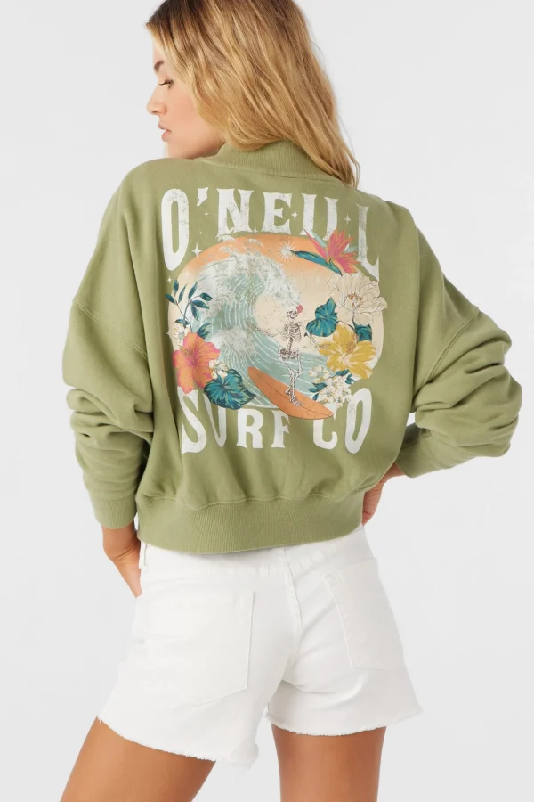 O’Neill Sweaters, Hoodies & Fleece^MOMENT CREW NECK CROPPED FLEECE OIL GREEN