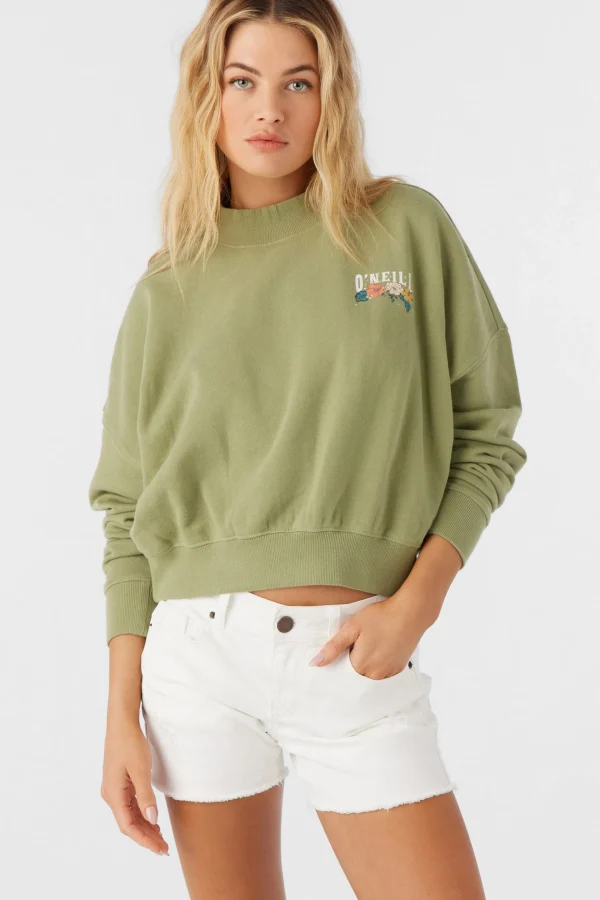 O’Neill Sweaters, Hoodies & Fleece^MOMENT CREW NECK CROPPED FLEECE OIL GREEN