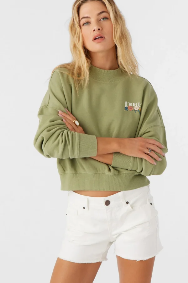 O’Neill Sweaters, Hoodies & Fleece^MOMENT CREW NECK CROPPED FLEECE OIL GREEN