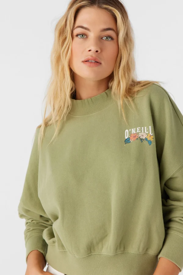 O’Neill Sweaters, Hoodies & Fleece^MOMENT CREW NECK CROPPED FLEECE OIL GREEN