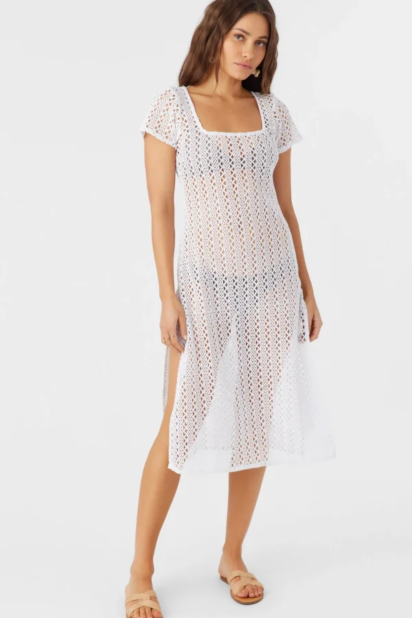 O’Neill Cover-Ups^NINA MIDI CROCHET LACE COVER-UP DRESS WHITE