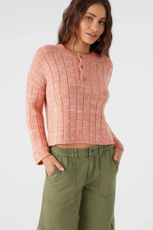 O’Neill Sweaters, Hoodies & Fleece^OCEANFRONT HENLEY LONG SLEEVE SWEATER CANYON CLAY