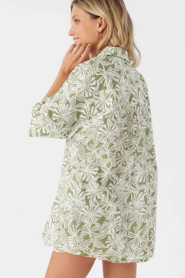 O’Neill Cover-Ups | Tops^OLIVIA HALFMOON OVERSIZED COVER-UP SHIRT OIL GREEN