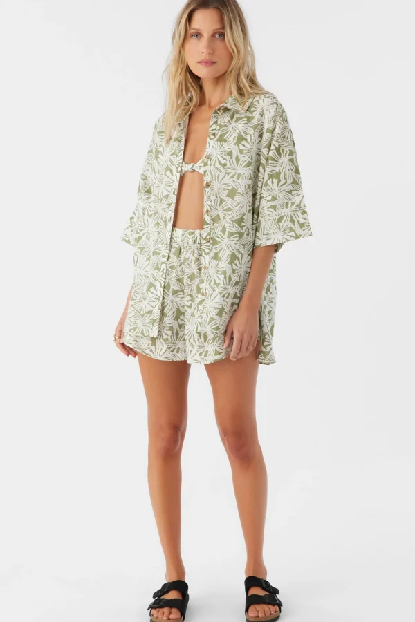 O’Neill Cover-Ups | Tops^OLIVIA HALFMOON OVERSIZED COVER-UP SHIRT OIL GREEN