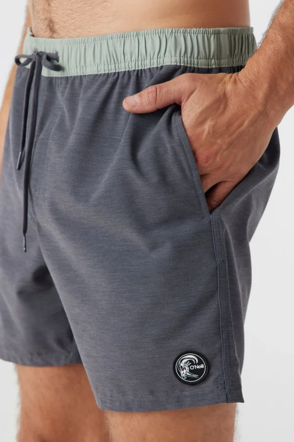 O’Neill Side Pockets^O'RIGINALS SOLID ELASTIC WAIST 16" SWIM TRUNKS GRAPHITE