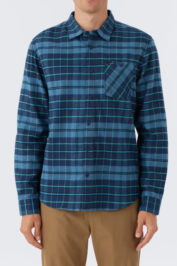 O’Neill Shirts & Flannels^REDMOND PLAID STRETCH FLANNEL SHIRT STORM BLUE