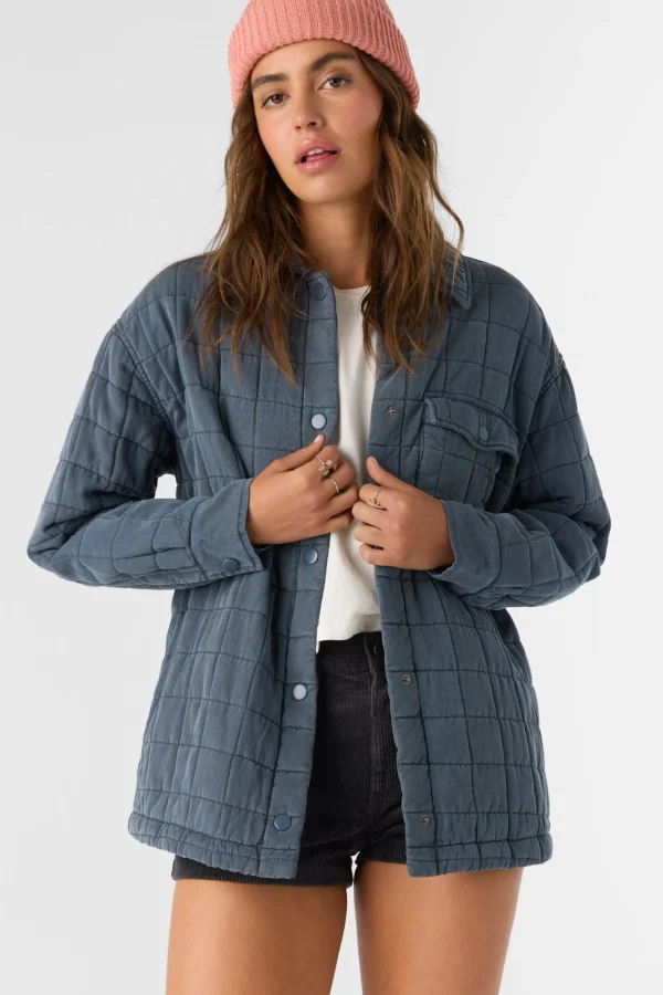 O’Neill Jackets^RYA QUILTED OVERSIZED FIT SNAP FRONT JACKET SLATE