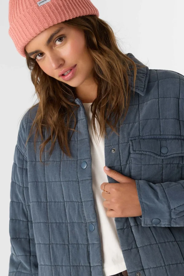 O’Neill Jackets^RYA QUILTED OVERSIZED FIT SNAP FRONT JACKET SLATE