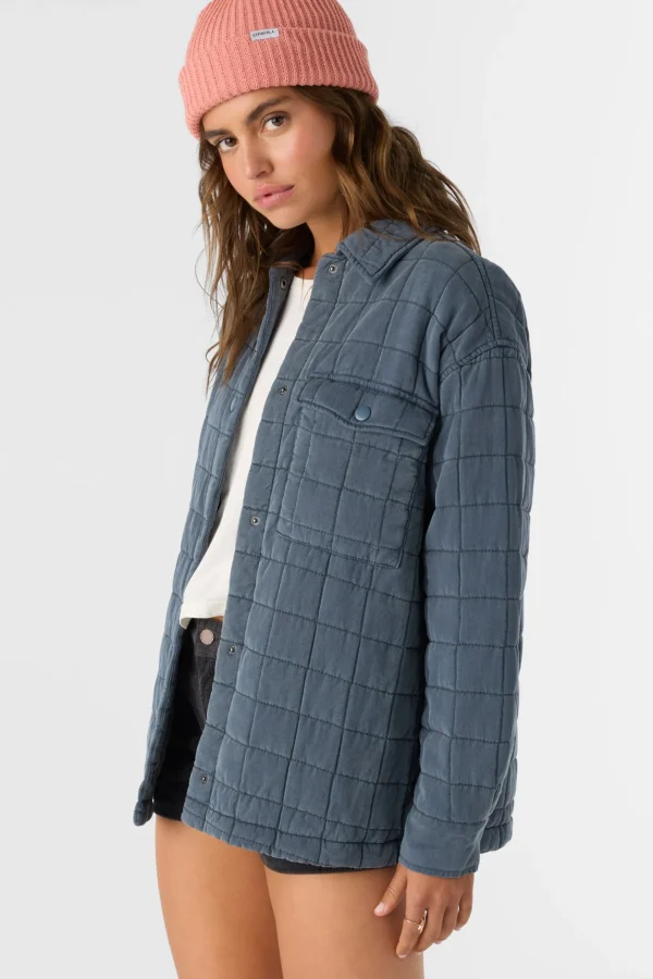 O’Neill Jackets^RYA QUILTED OVERSIZED FIT SNAP FRONT JACKET SLATE