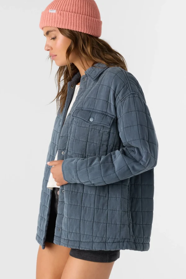 O’Neill Jackets^RYA QUILTED OVERSIZED FIT SNAP FRONT JACKET SLATE