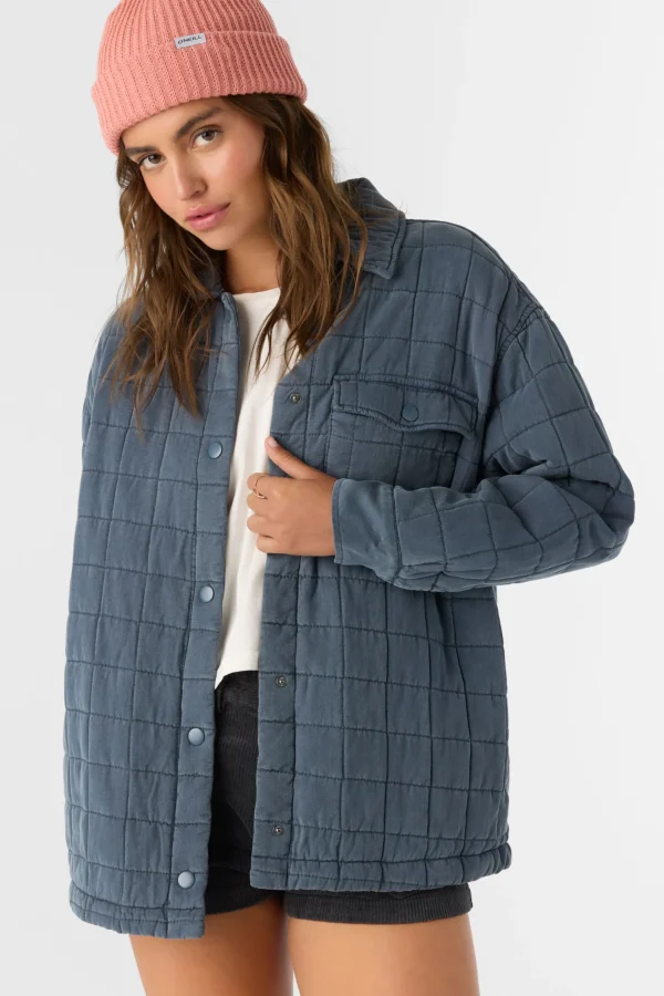 O’Neill Jackets^RYA QUILTED OVERSIZED FIT SNAP FRONT JACKET SLATE