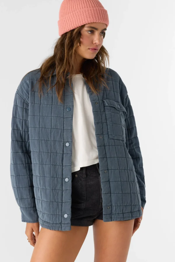 O’Neill Jackets^RYA QUILTED OVERSIZED FIT SNAP FRONT JACKET SLATE