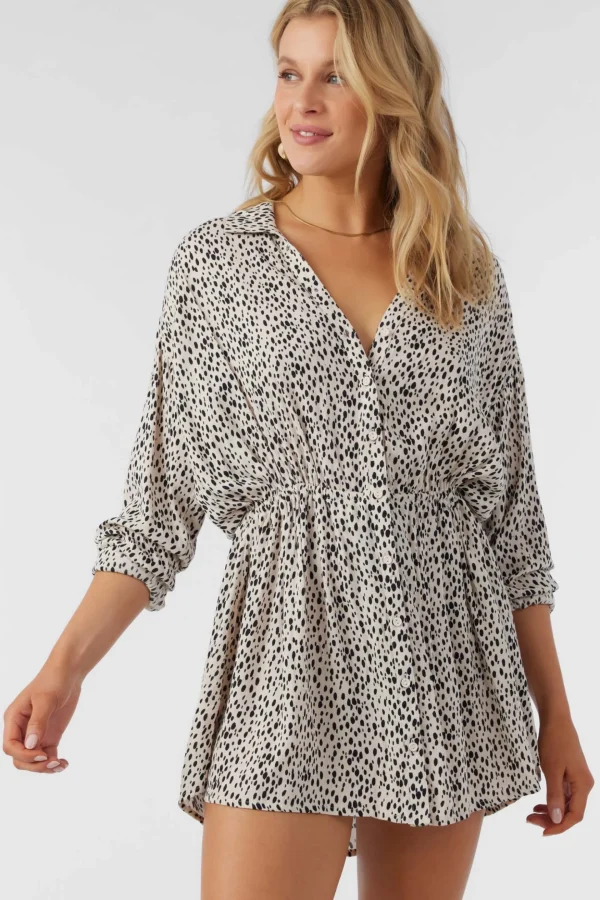 O’Neill Cover-Ups^SALTWATER ESSENTIALS DREA ANIMAL CAMI COVER-UP TUNIC BLACK