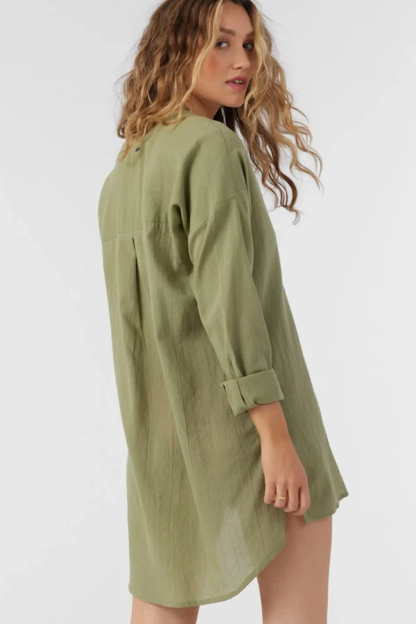 O’Neill Cover-Ups | Dresses^SALTWATER SOLIDS BELIZIN COVER-UP TUNIC OIL GREEN