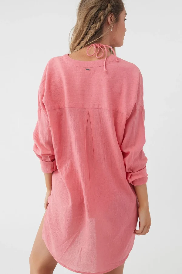 O’Neill Cover-Ups^SALTWATER SOLIDS BELIZIN COVER-UP TUNIC CALYPSO CORAL