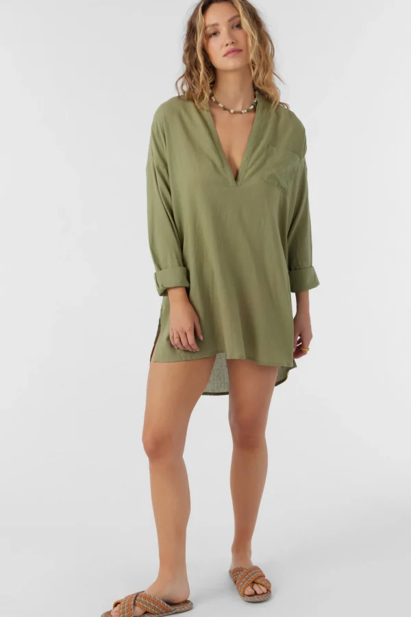 O’Neill Cover-Ups | Dresses^SALTWATER SOLIDS BELIZIN COVER-UP TUNIC OIL GREEN