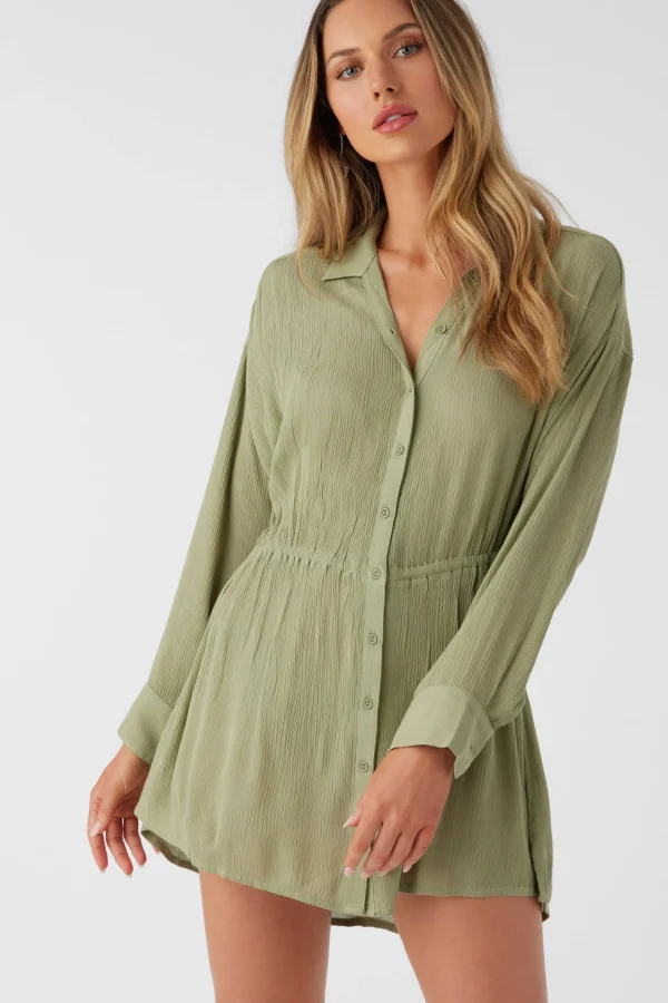 O’Neill Cover-Ups^SALTWATER SOLIDS CAMI SWIM COVER-UP OIL GREEN