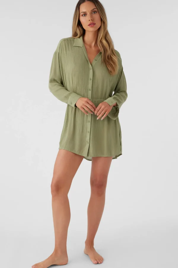 O’Neill Cover-Ups^SALTWATER SOLIDS CAMI SWIM COVER-UP OIL GREEN