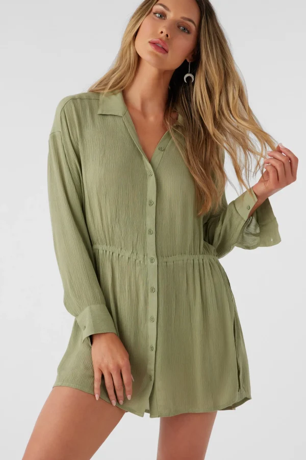 O’Neill Cover-Ups^SALTWATER SOLIDS CAMI SWIM COVER-UP OIL GREEN