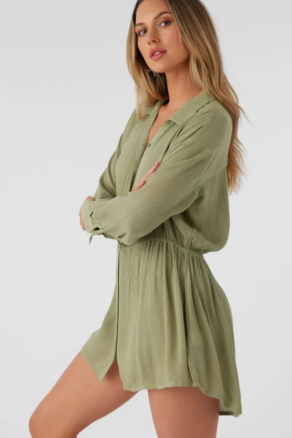 O’Neill Cover-Ups^SALTWATER SOLIDS CAMI SWIM COVER-UP OIL GREEN